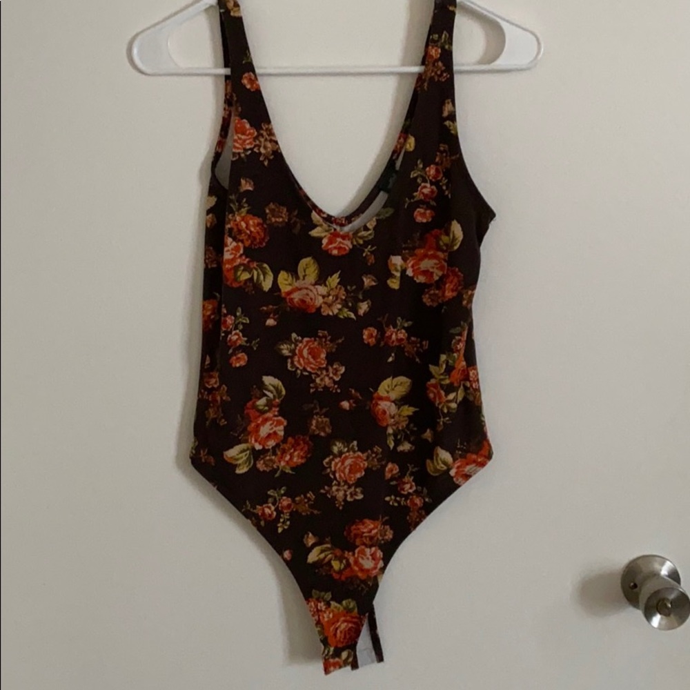 Brown bodysuit with snaps